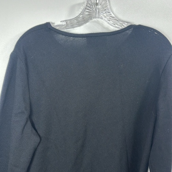 St.John black and blue asymmetrical 97% wool top size large. - Picture 9 of 11